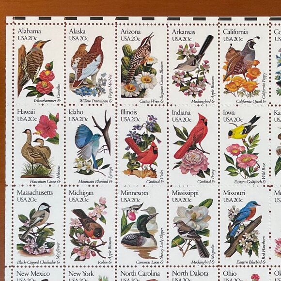 1981 U.S.A. 20c 50-States Flower/Bird Stamps Sheet & Folder - Perfect - Picture 4 of 7